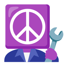 peace symbol and hammer and wrench