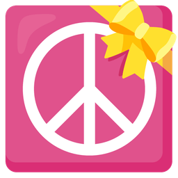 peace symbol and heart with ribbon