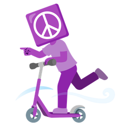 peace symbol and kick scooter