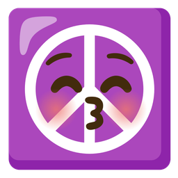 Peace symbol and Kissing face with closed eyes