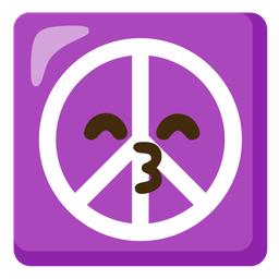 Peace symbol and Kissing face with smiling eyes