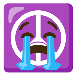 peace symbol and loudly crying face
