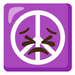 peace symbol and persevering face