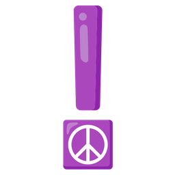 peace symbol and red exclamation mark
