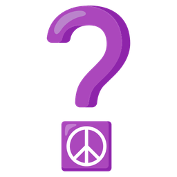 peace symbol and red question mark