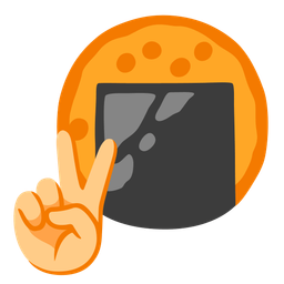 peace symbol and rice cracker