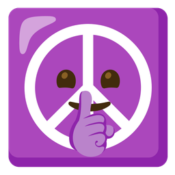 peace symbol and shushing face