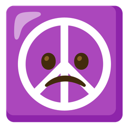 peace symbol and slightly frowning face