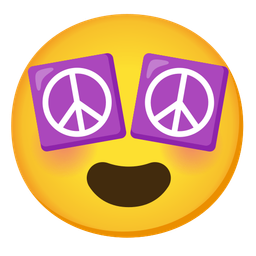 Peace symbol and Smiling face with heart-eyes
