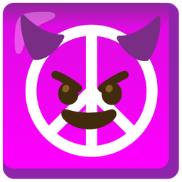 peace symbol and smiling face with horns