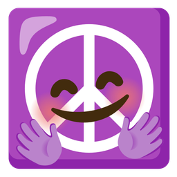 Peace symbol and Smiling face with open hands