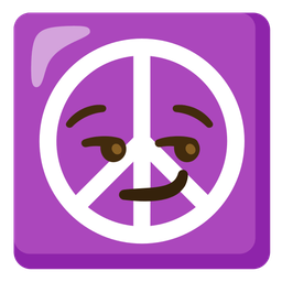 peace symbol and smirking face