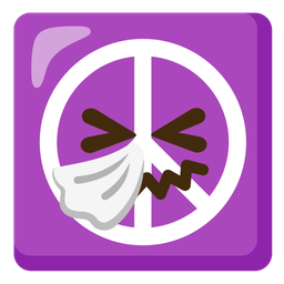 peace symbol and sneezing face