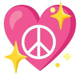 peace symbol and sparkling heart