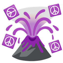 peace symbol and volcano