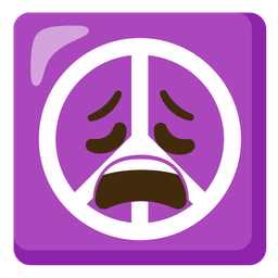 peace symbol and weary face
