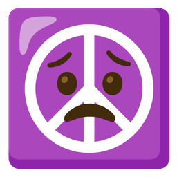 peace symbol and worried face