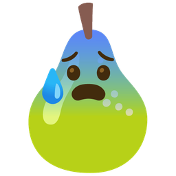 pear and anxious face with sweat
