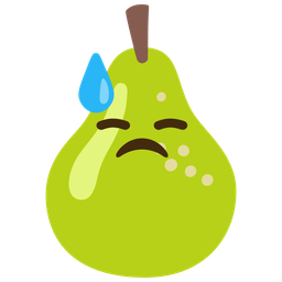 pear and downcast face with sweat