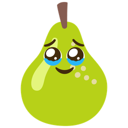 pear and face holding back tears