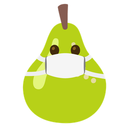 pear and face with medical mask