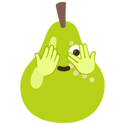 pear and face with peeking eye