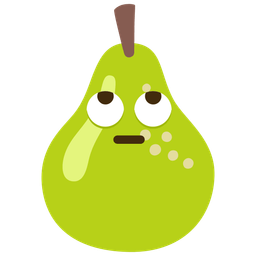 pear and face with rolling eyes
