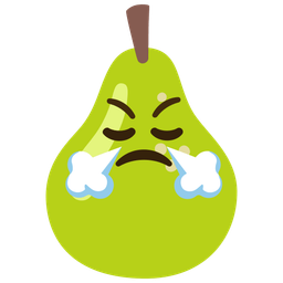 pear and face with steam from nose