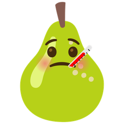 pear and face with thermometer