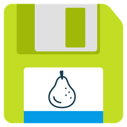 pear and floppy disk