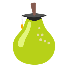 pear and graduation cap