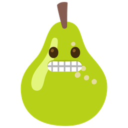 pear and grimacing face