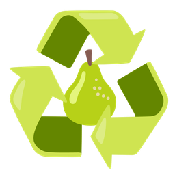 pear and recycling symbol