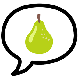 pear and speech balloon