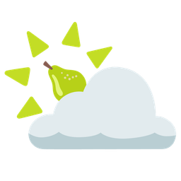 pear and sun behind cloud