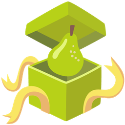 pear and wrapped gift