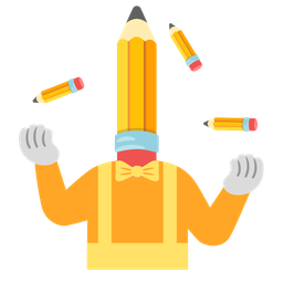 pencil and clown face