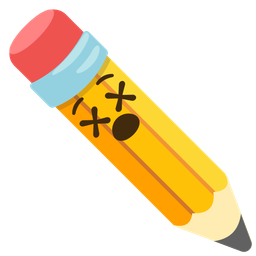 pencil and face with crossed-out eyes