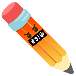 pencil and face with symbols on mouth