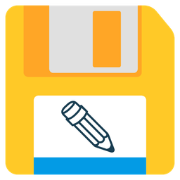 pencil and floppy disk
