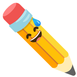 Pencil and Grinning face with sweat
