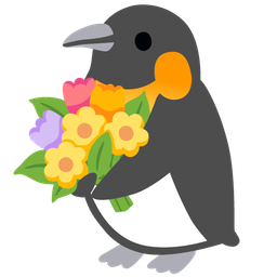 penguin and bouquet