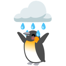 penguin and cloud with rain