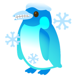 penguin and cold face