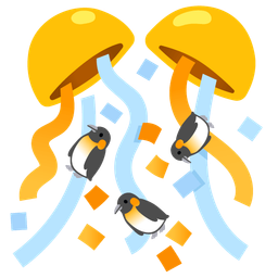 penguin and confetti ball