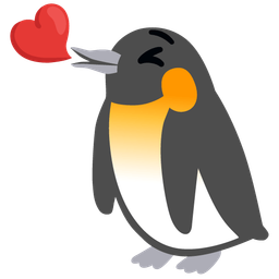 Penguin and Face blowing a kiss