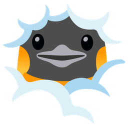penguin and face in clouds