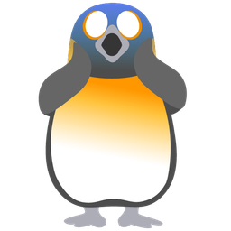 penguin and face screaming in fear