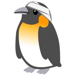 penguin and face with head-bandage