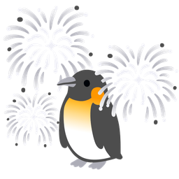 penguin and fireworks